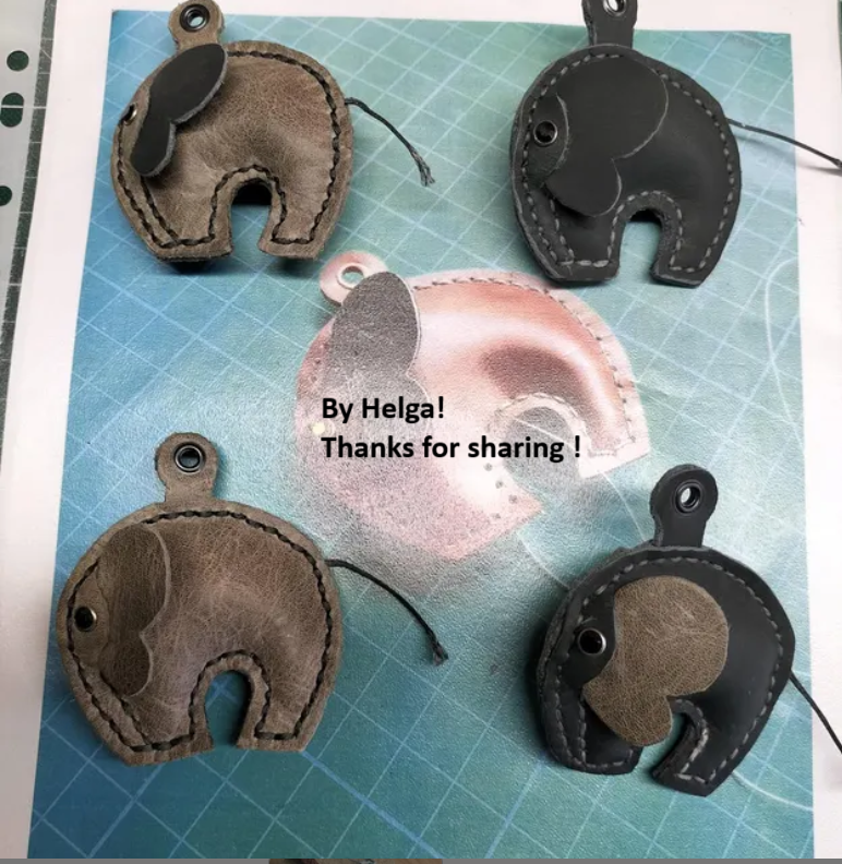 Leather Keychain Pattern, Leather Keychain Pattern, Cute Keychain Pattern, Adorable keychain template, Ladybird and Elephant Keyring