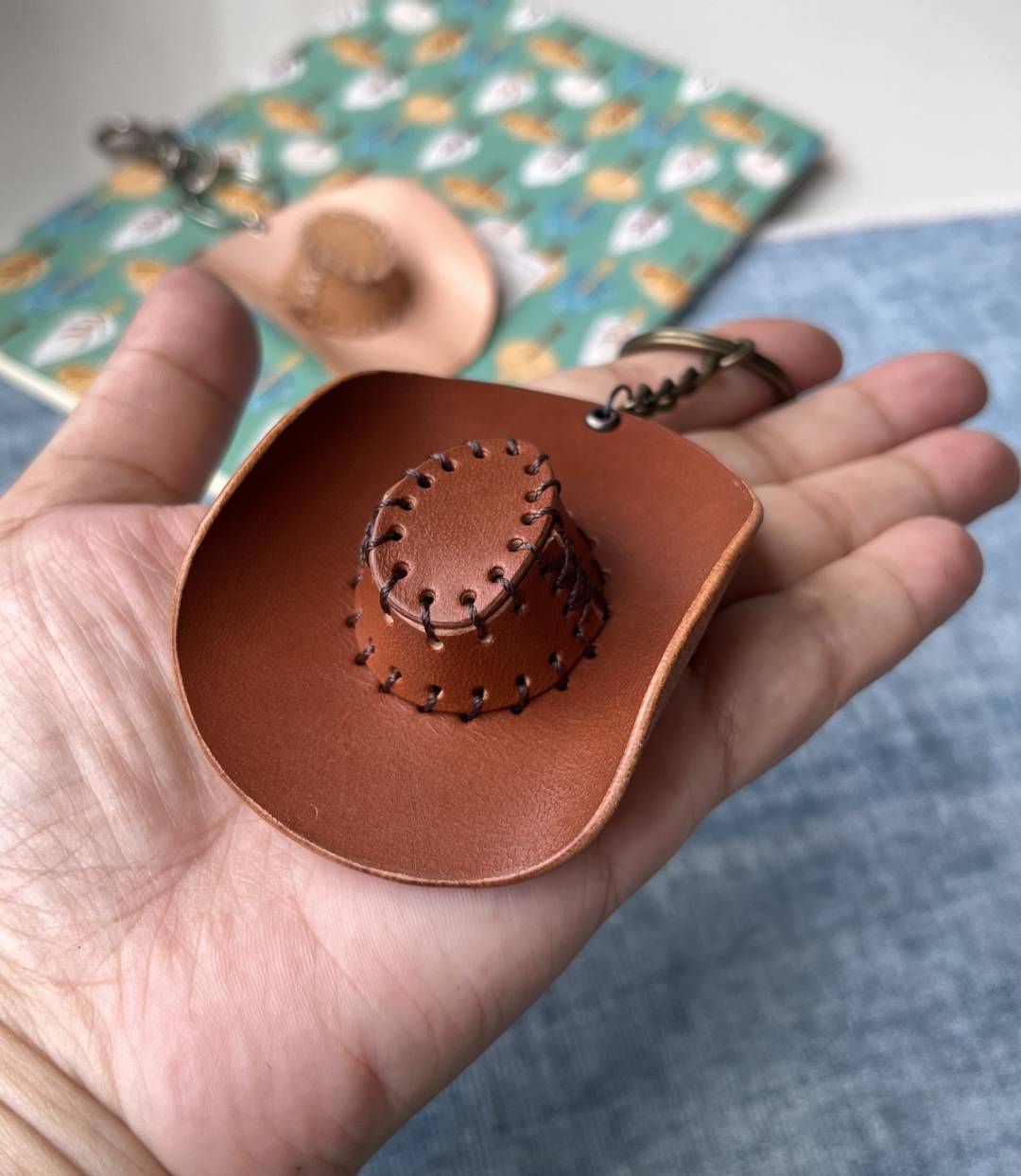 Cowboy Hat Leather Keychain Pattern | Digital PDF, SVG, DXF & Video Tutorial