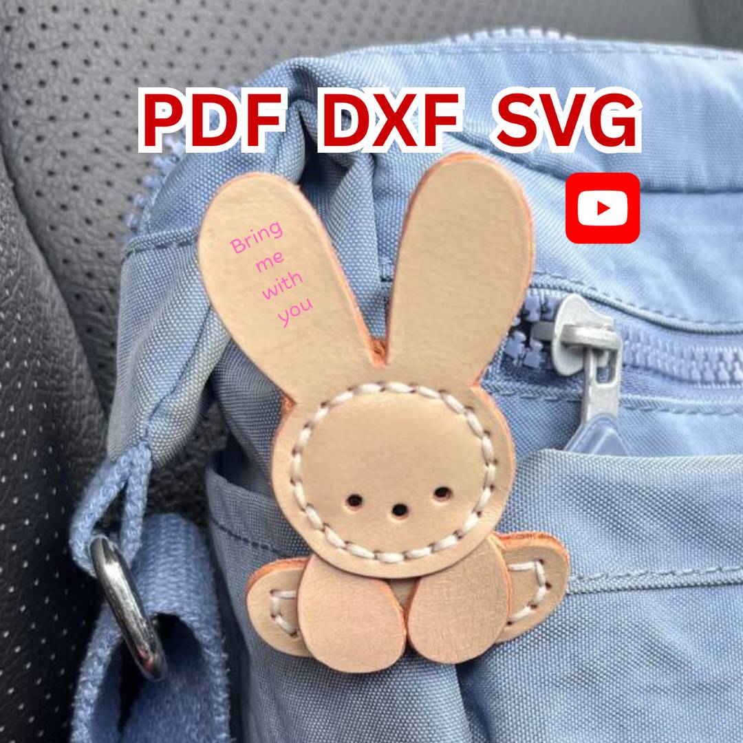 Leather Bunny Bag Charm Pattern | DIY PDF, SVG & DXF Templates