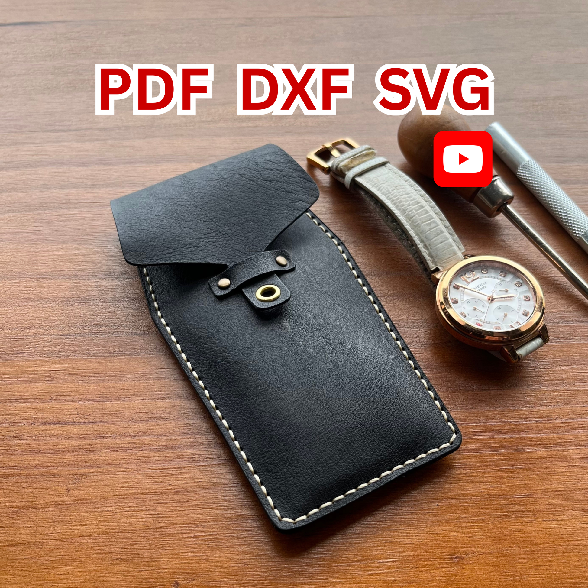 Leather watch pouch