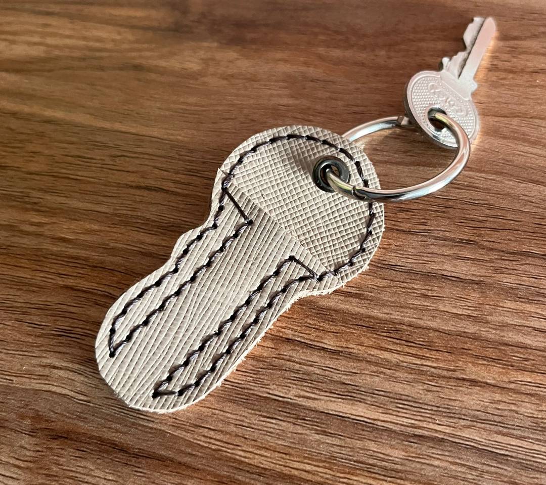 DIY leather keychain using pattern PDF.