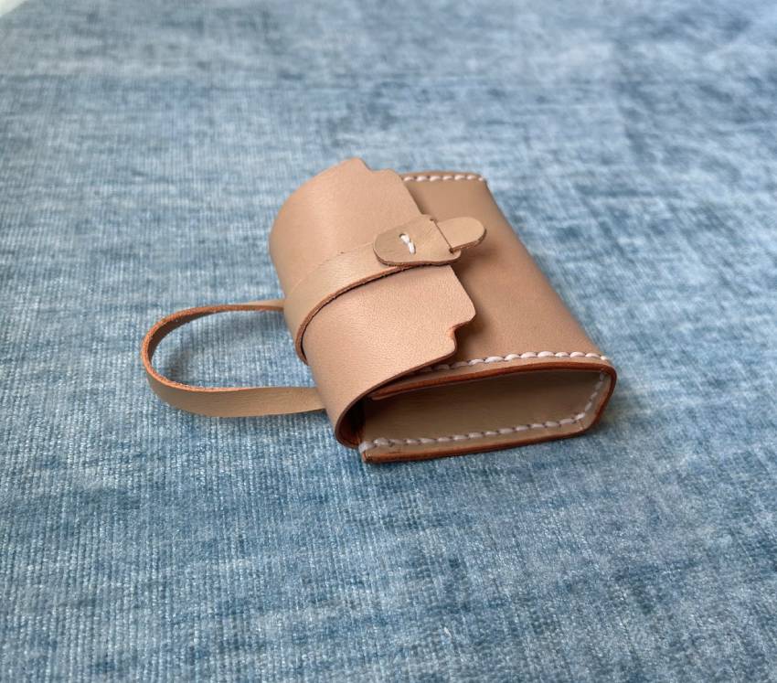 side view of DIY leather tiny bag charm