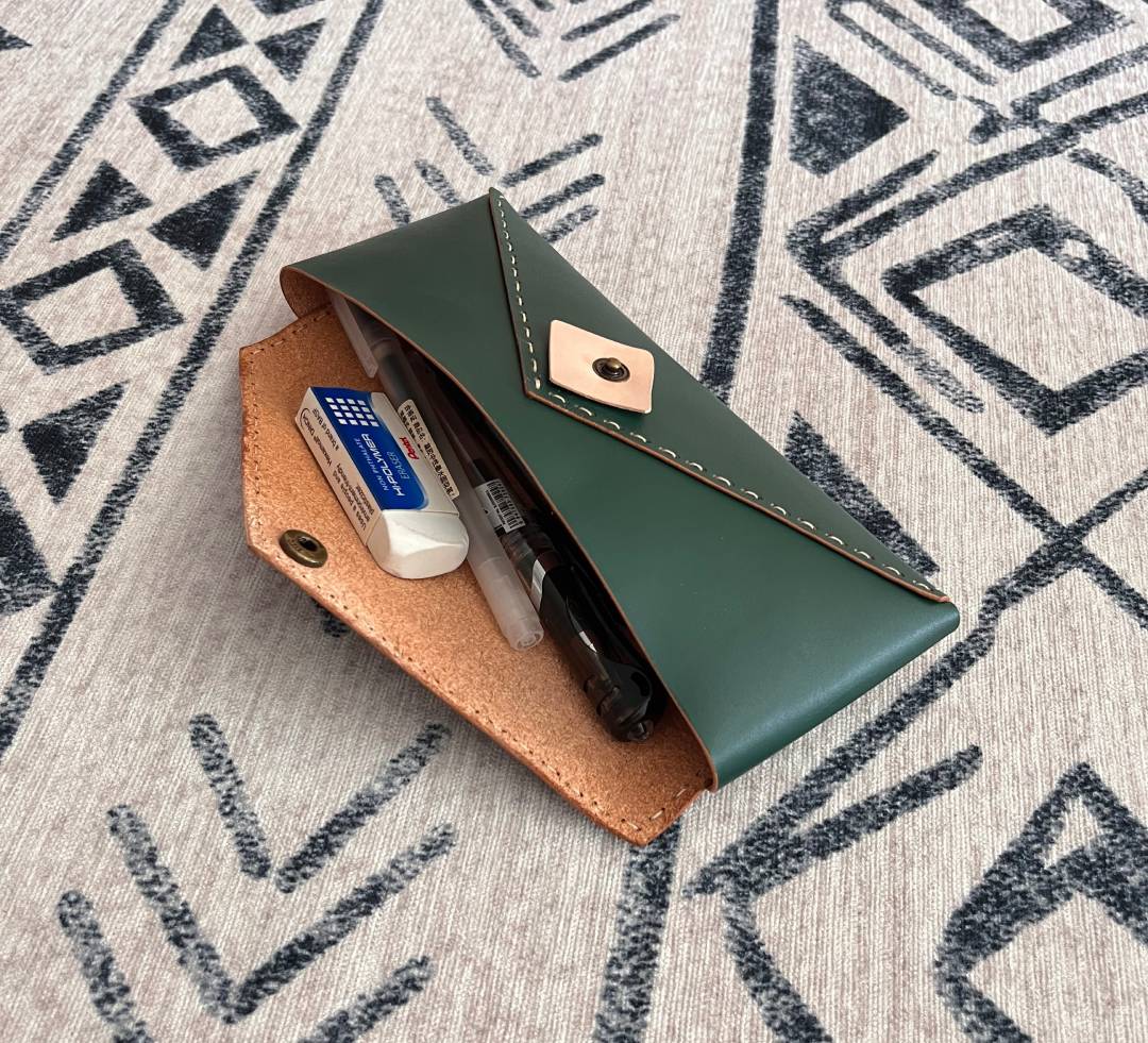 Leather Pencil Case Pattern: Minimalist Pen Pouch Template (PDF, SVG, DXF) Digital Download