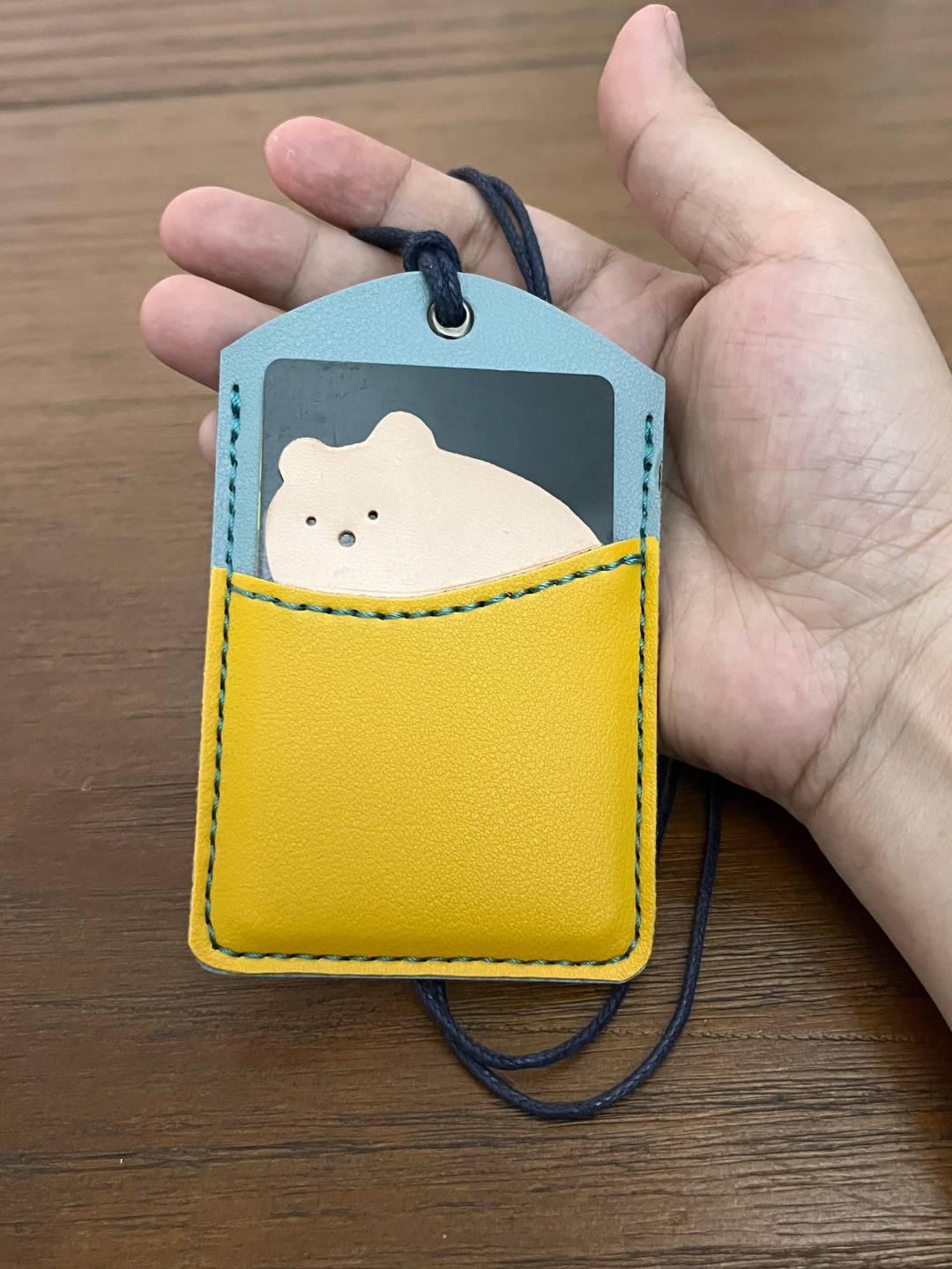 Cute Bear Leather Card Holder Pattern | PDF SVG DXF Digital Download | Minimalist Card Sleeve Template