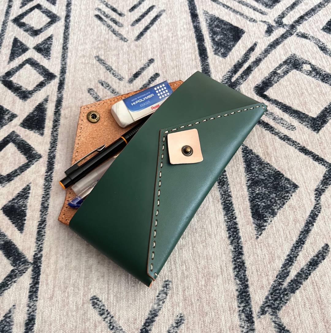 Leather Pencil Case Pattern: Minimalist Pen Pouch Template (PDF, SVG, DXF) Digital Download
