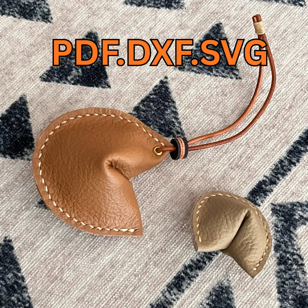 DIY Leathercraft Fortune Cookie Template, Laser Cut Bag Charm Template | Digital Download