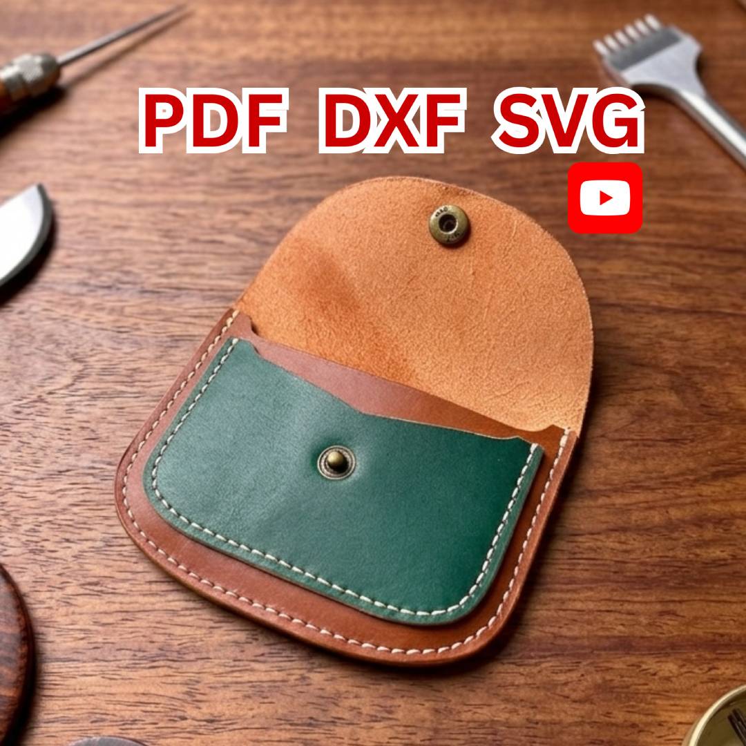 Easy Minimalist Leather Card Wallet Pattern: DIY Slim Wallet Template (PDF SVG DXF) Digital Download + Video Tutorial