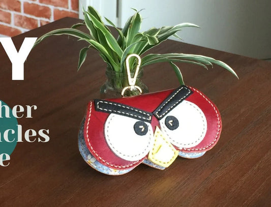 PATTERN for an Angry Bird Spectacles Case, PDF leather pattern for glasses holder, DIY leather holder for glasses with leather Pattern