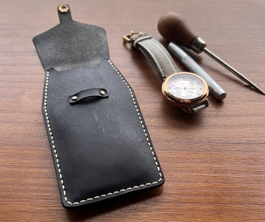 Easy Leather Watch Pouch Pattern | Coffin Watch Sleeve Template, PDF SVG DXF (Digital Download)