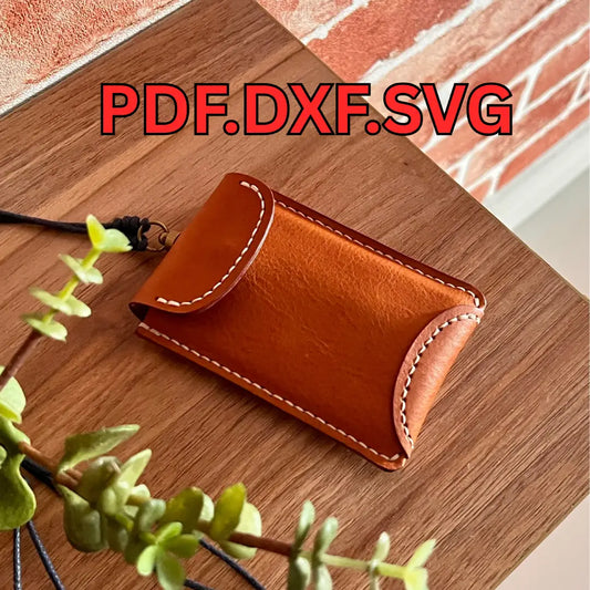 Top-down view of a tan minimalist leather card holder