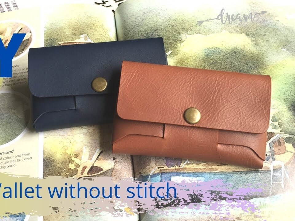 No-stitch leather card wallet with snap closure, beginner-friendly leathercraft design