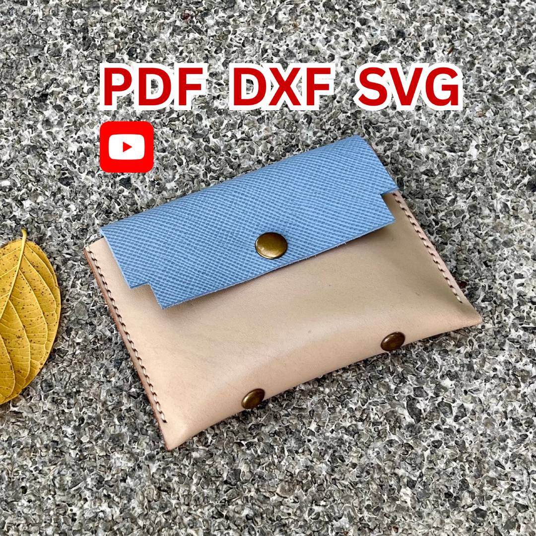 Minimalist Leather Wallet Pattern: DIY Two-Tone Card Holder (PDF, SVG, DXF) + Video Tutorial