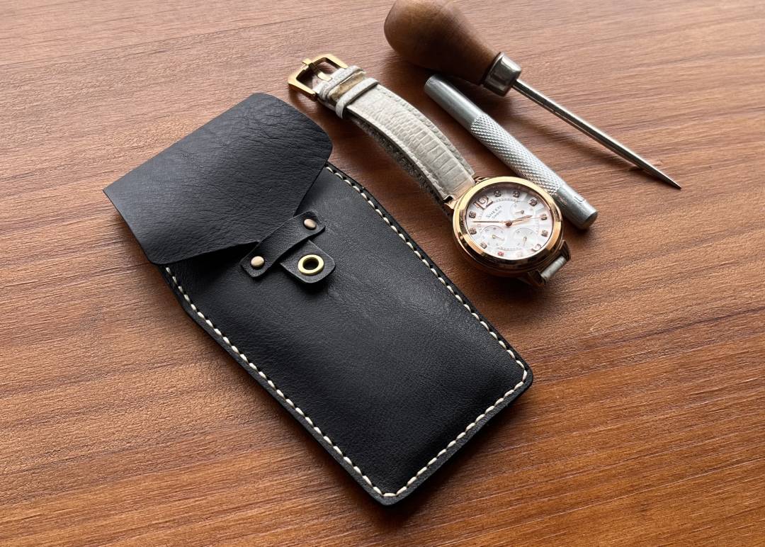 Easy Leather Watch Pouch Pattern | Coffin Watch Sleeve Template, PDF SVG DXF (Digital Download)