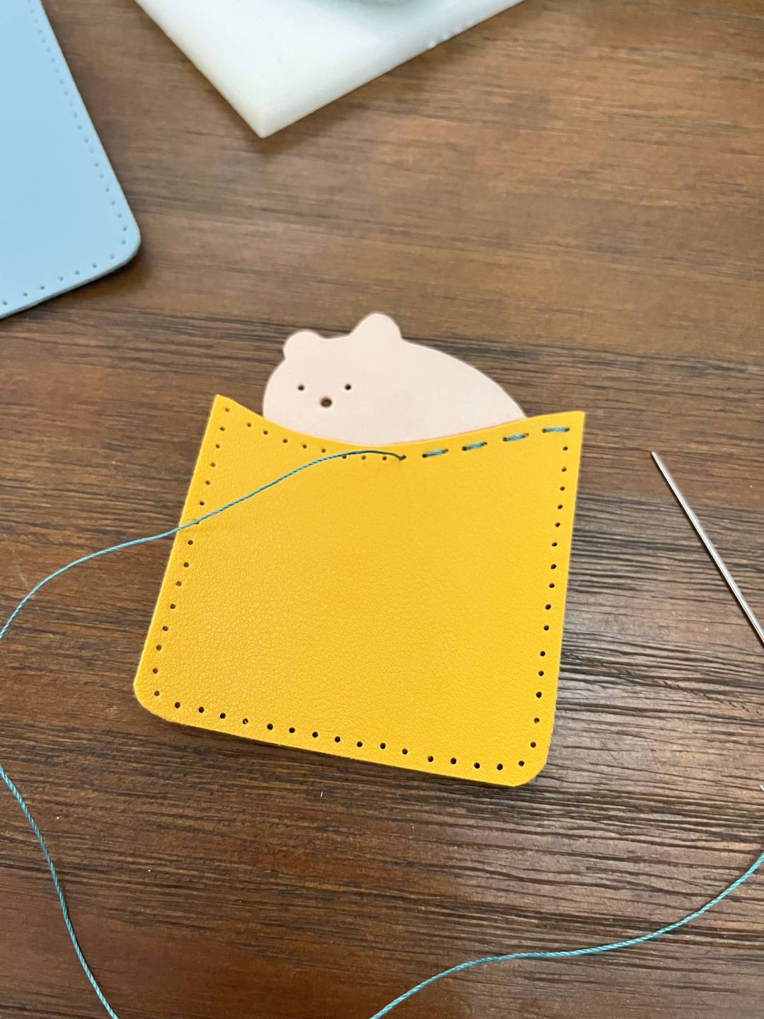 Cute Bear Leather Card Holder Pattern | PDF SVG DXF Digital Download | Minimalist Card Sleeve Template
