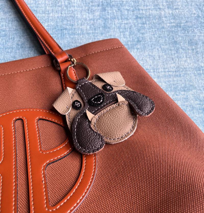 Template for Handmade bulldog leather charm, doggie head leather charm PDF, Leather pattern file for dog charm