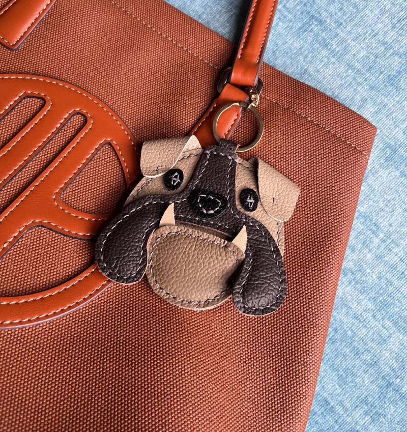 Template for Handmade bulldog leather charm, doggie head leather charm PDF, Leather pattern file for dog charm