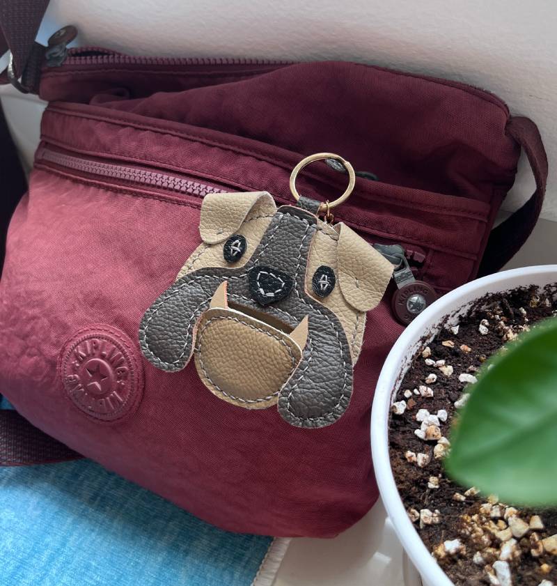 Template for Handmade bulldog leather charm, doggie head leather charm PDF, Leather pattern file for dog charm