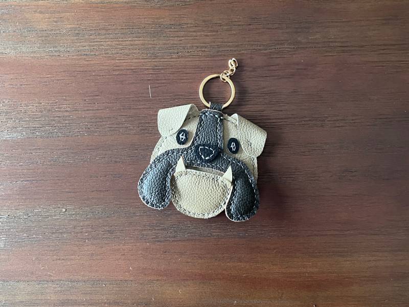 Template for Handmade bulldog leather charm, doggie head leather charm PDF, Leather pattern file for dog charm