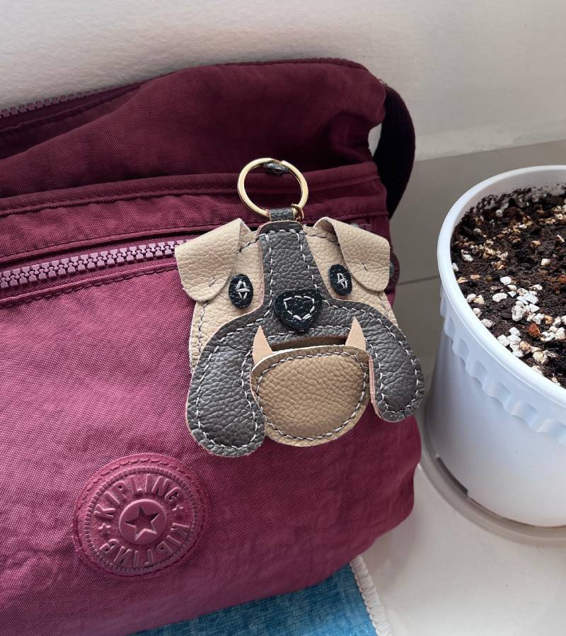 Template for Handmade bulldog leather charm, doggie head leather charm PDF, Leather pattern file for dog charm