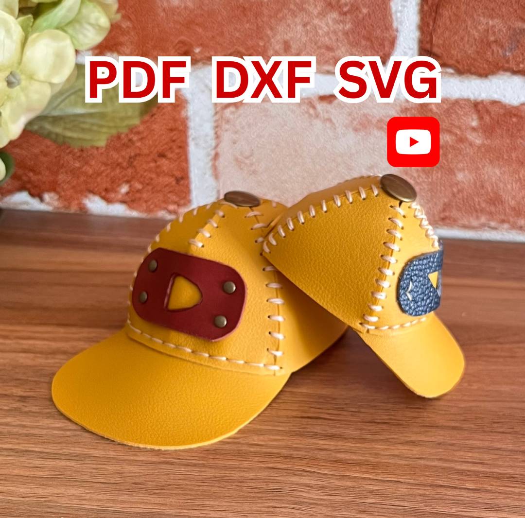 Miniature Leather Baseball Cap Pattern | PDF SVG DXF Digital Download | Pet Hat & Bag Charm Template