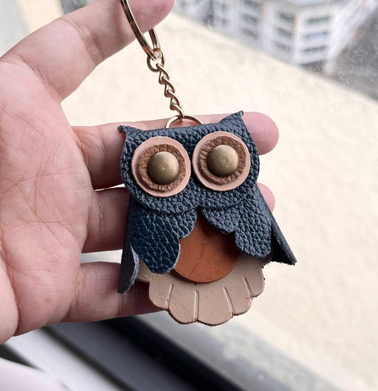 Easy Handmade Animal Keychain - Leather Owl Keychain Pattern | DIY Animal Bag Charm Pdf Svg Dxf | DIY Leathercraft PDF | Small Scrap Leather pattern