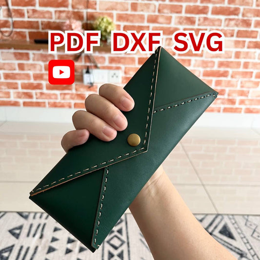 Leather Pencil Case Pattern: Minimalist Pen Pouch Template (PDF, SVG, DXF) Digital Download