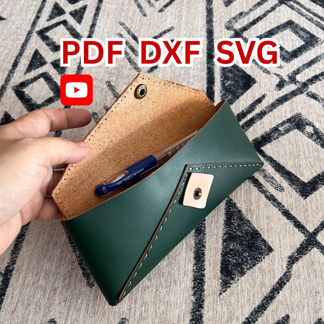 Leather Pencil Case Pattern: Minimalist Pen Pouch Template (PDF, SVG, DXF) Digital Download