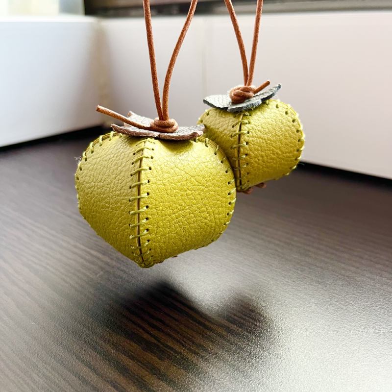 Pattern for Cute Bag charm, Pattern for Fruit Ornaments using leather, Leather pattern for car charm, small ornament Christmas Tree and keychain