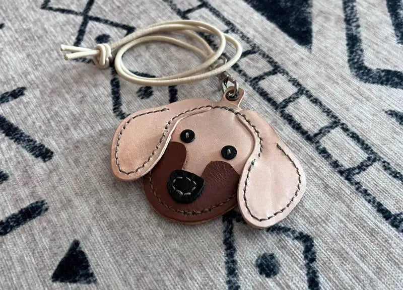 PDF Pattern for Golden Retriever leather charm, cute leathercraft pattern, doggie head leather charm PDF, Leather pattern file for dog charm