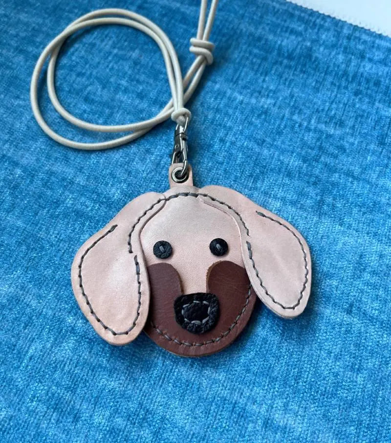 PDF Pattern for Golden Retriever leather charm, cute leathercraft pattern, doggie head leather charm PDF, Leather pattern file for dog charm