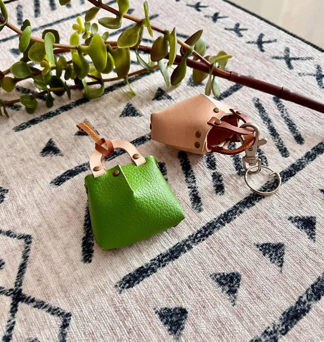make it myself a Miniature leather tiny bag charm with PDF template. 