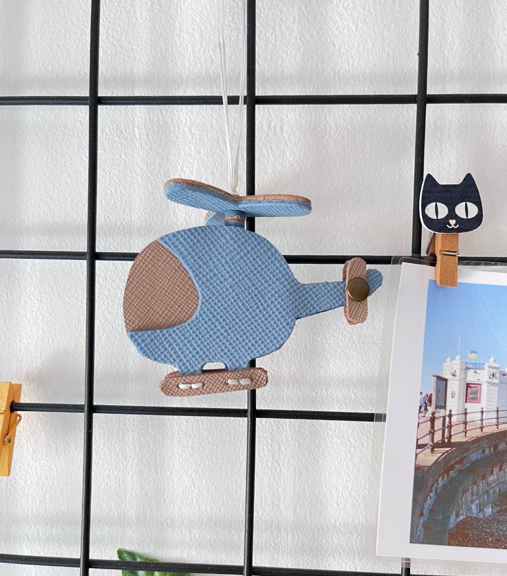 PDF Pattern for cute car hanging accessories, cute leathercraft patterns, helicopter car decor Pattern, leather charm PDF, Leather pattern file for helicopter.