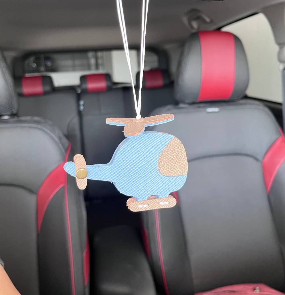 PDF Pattern for cute car hanging accessories, cute leathercraft patterns, helicopter car decor Pattern, leather charm PDF, Leather pattern file for helicopter.