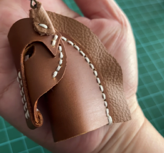 Tan and chocolate brown leather horse keyrings with keyring.