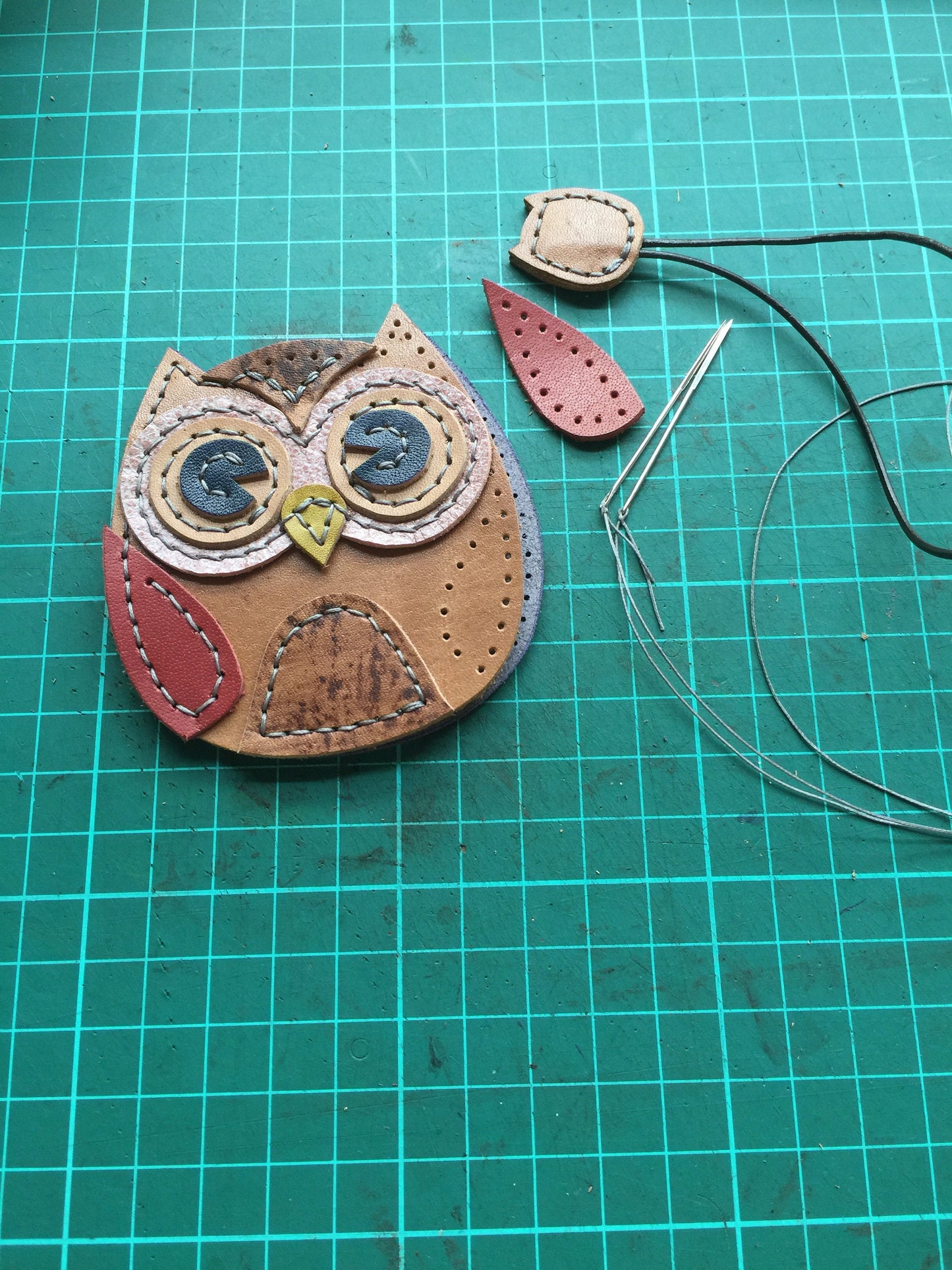 Leather Key Holder Pattern, Owl Dangle, leather ornament pattern, cute leather pattern, leather decorative template, diy leather ornament