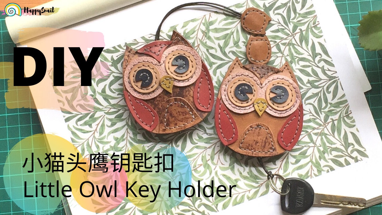 Leather Key Holder Pattern, Owl Dangle, leather ornament pattern, cute leather pattern, leather decorative template, diy leather ornament