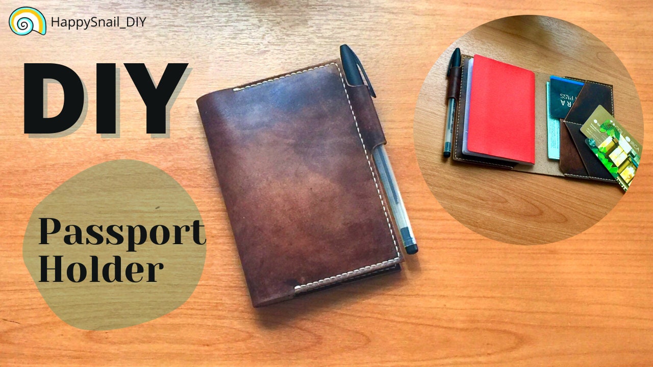 Passport Holder Pattern with Pen Slot, leather passport holder template, leather pattern for passport holder, Pdf for passport holder.