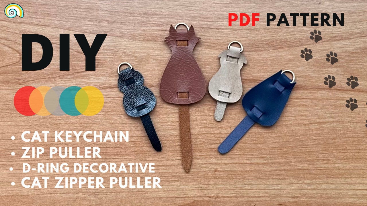 PATTERN for Cat Keychain pattern, leather keychain pattern, leathercraft pattern, template for leather keyring, leather crafting template.