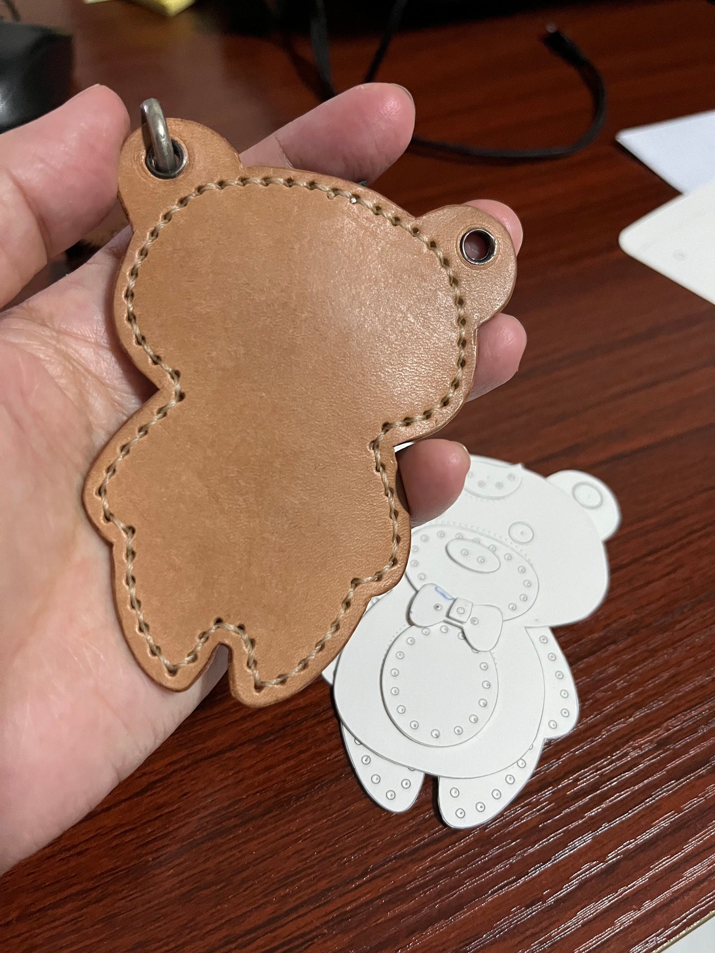 PATTERN for Leather Bear Bag Charm For Lady Bag, Adorable Bag Charm for Bag, Cute Key Chain, Bear Shaped KeyChain, Cute Bag Charm Pattern.