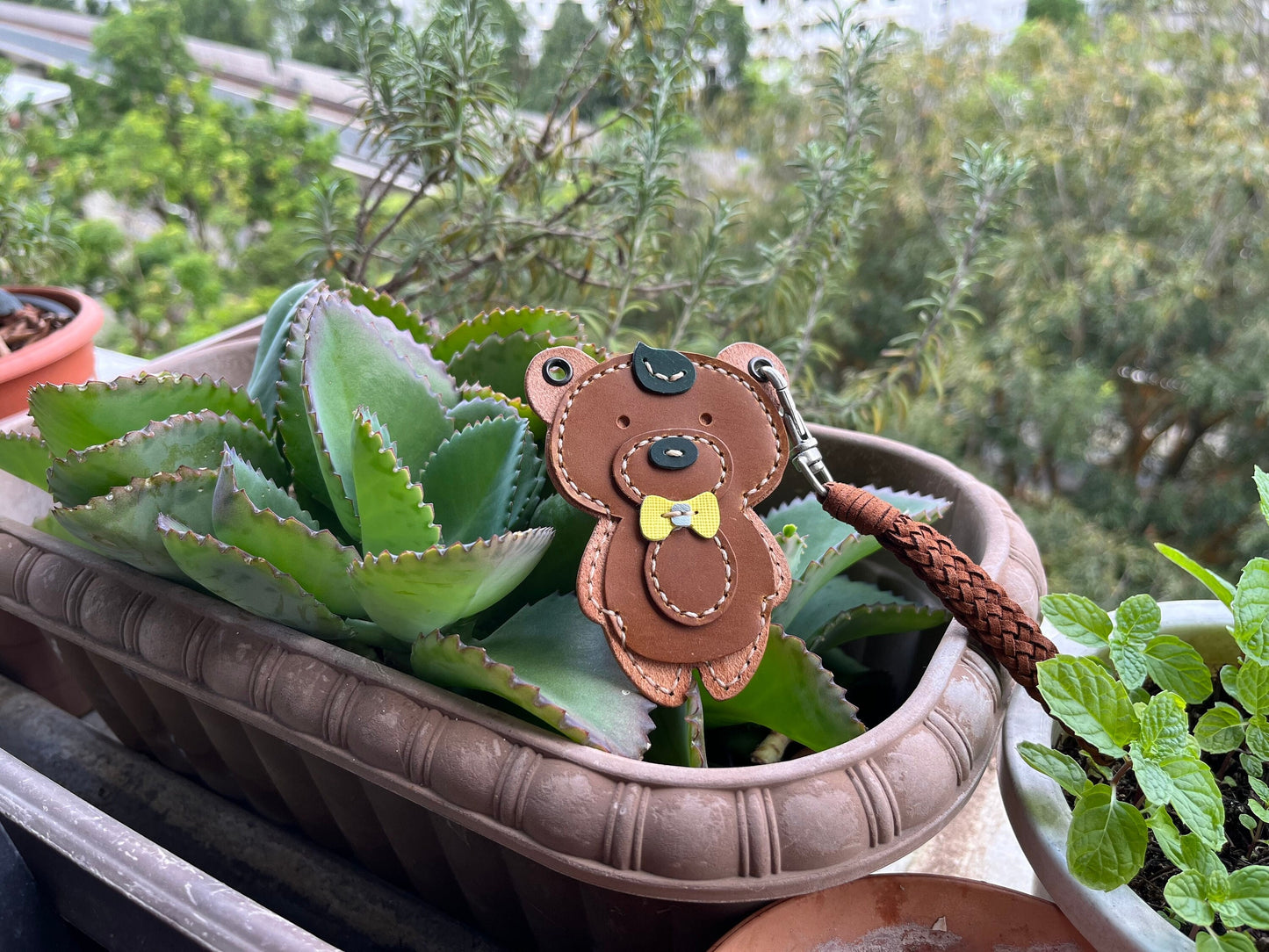 PATTERN for Leather Bear Bag Charm For Lady Bag, Adorable Bag Charm for Bag, Cute Key Chain, Bear Shaped KeyChain, Cute Bag Charm Pattern.