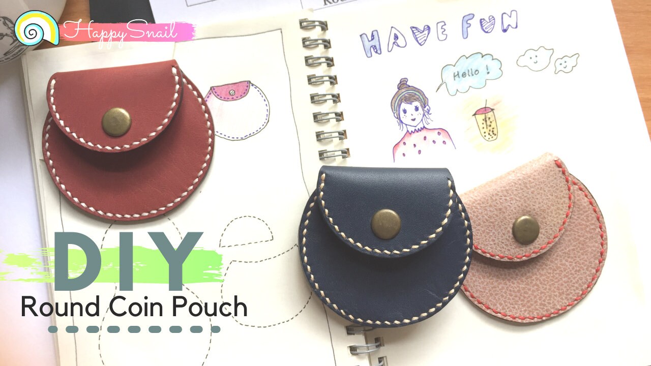 PATTERN for Leather coin purse template for small round shaped coin pouch, PDF Pattern for round coin wallet, leather pattern for Coin bag