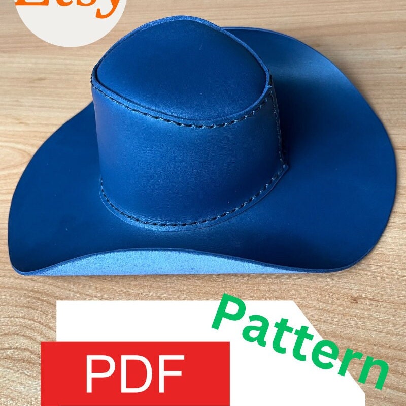 PATTERN for Leather Cowboy Hat for Blythe Doll Cowboy Hat, Pet hat, small Hat Pattern for Cowboy Hat Pattern for medium breed pet, PDF