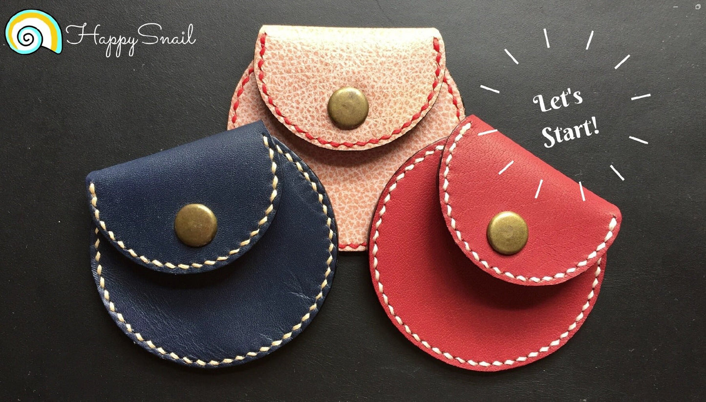 PATTERN for Leather coin purse template for small round shaped coin pouch, PDF Pattern for round coin wallet, leather pattern for Coin bag