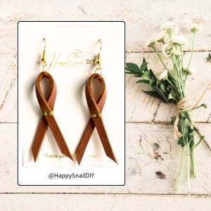 Charity ribbons leather earrings, leather earrings, handmade earrings, leather ribbons earrings, special earrings for her, earrings for mum.