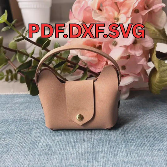 DIY No-Sew Leather Bag Charm Pattern | Small Pouch PDF Digital Download | Beginner Leathercraft Template with Video Tutorial