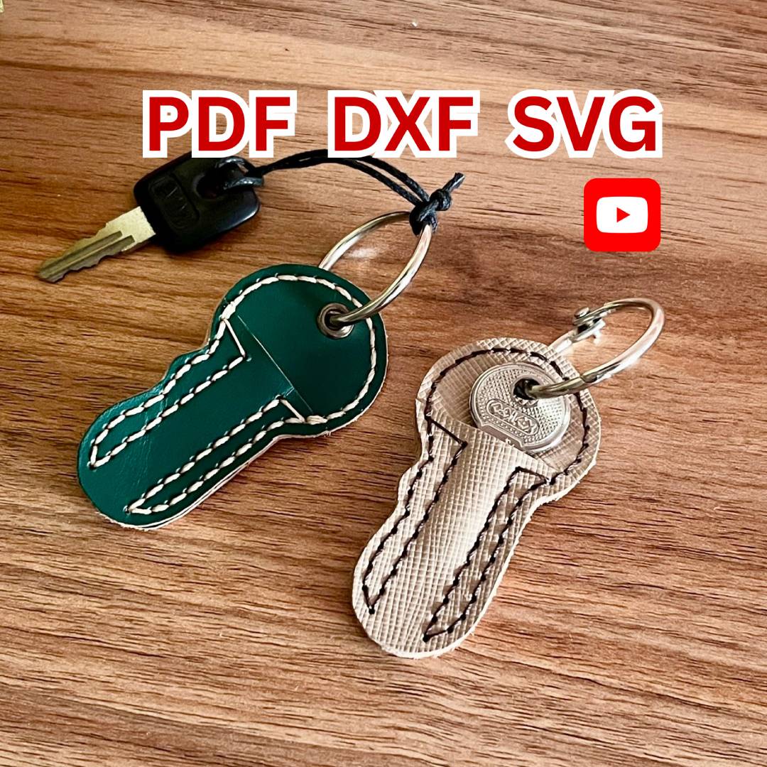 Leather Key Cover Pattern: Key Shaped Keychain Organizer Template (PDF, SVG, DXF) Digital Download