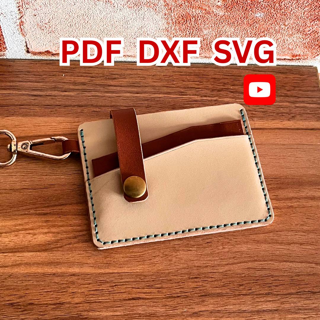DIY Leather Card Holder Digital Pattern (PDF, SVG, DXF) | Minimalist Slim Wallet Template & Video Tutorial