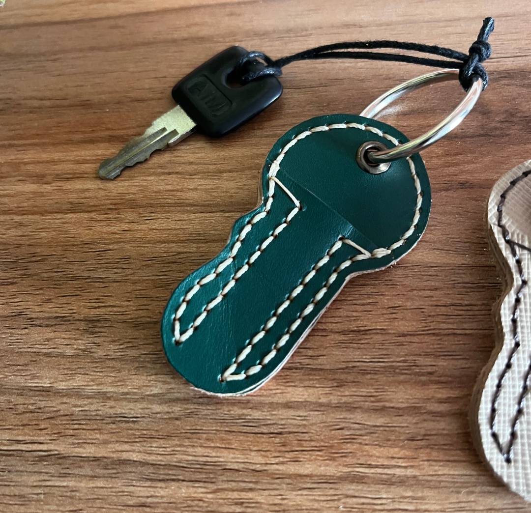 handmade key fob using PDF pattern.