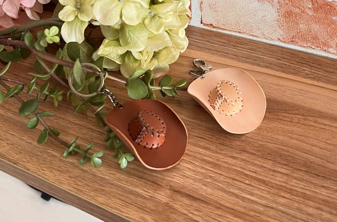 miniature leather Western hats