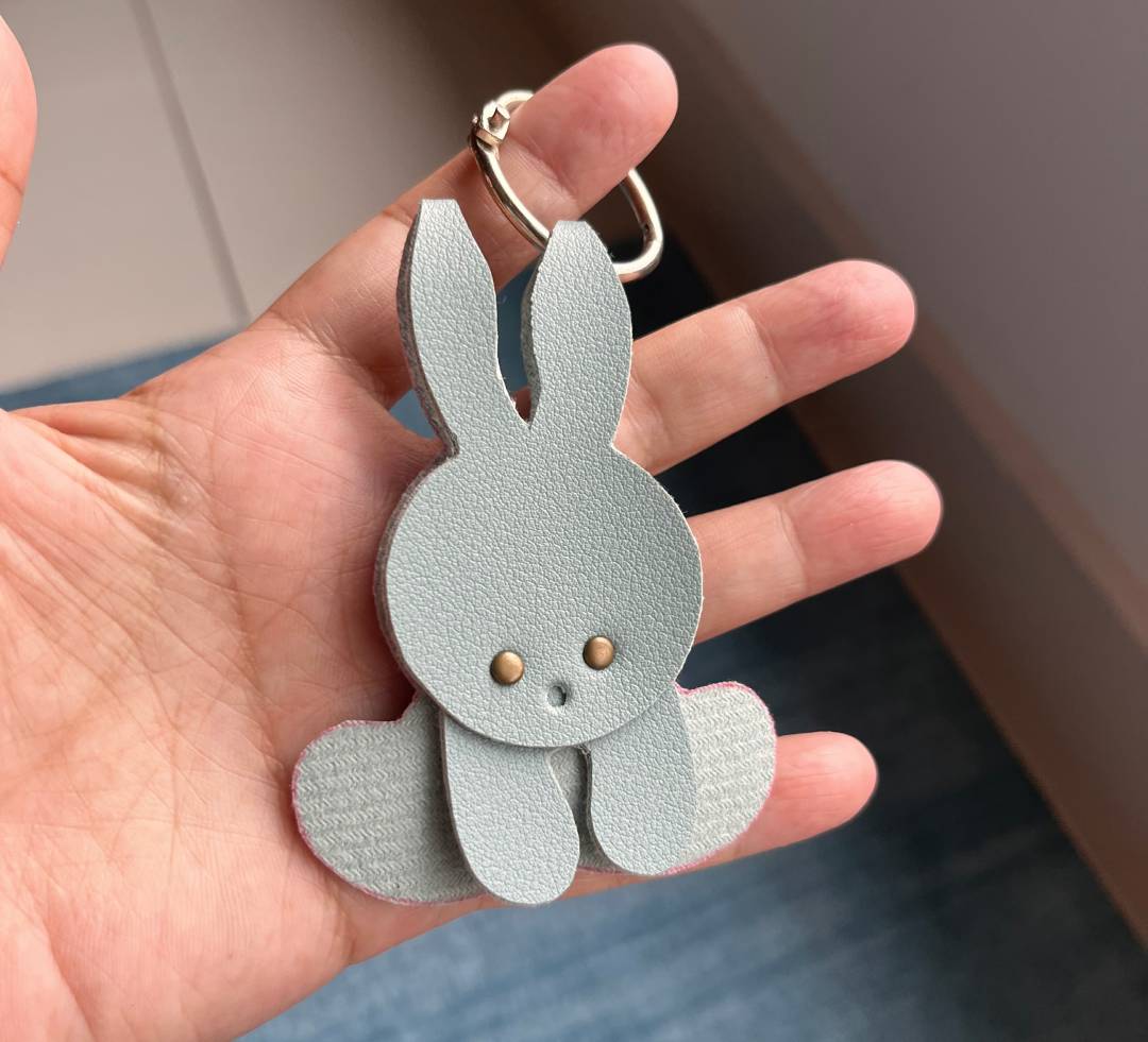 Animal Leather Keychain Pattern pdf svg dxf | DIY Leathercraft Template: Bunny, Hippo Owl Bag Charm